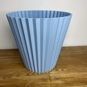 Vintage FESCO Baby Blue Waste Basket Trash Can Ribbed Mid-Century MCM